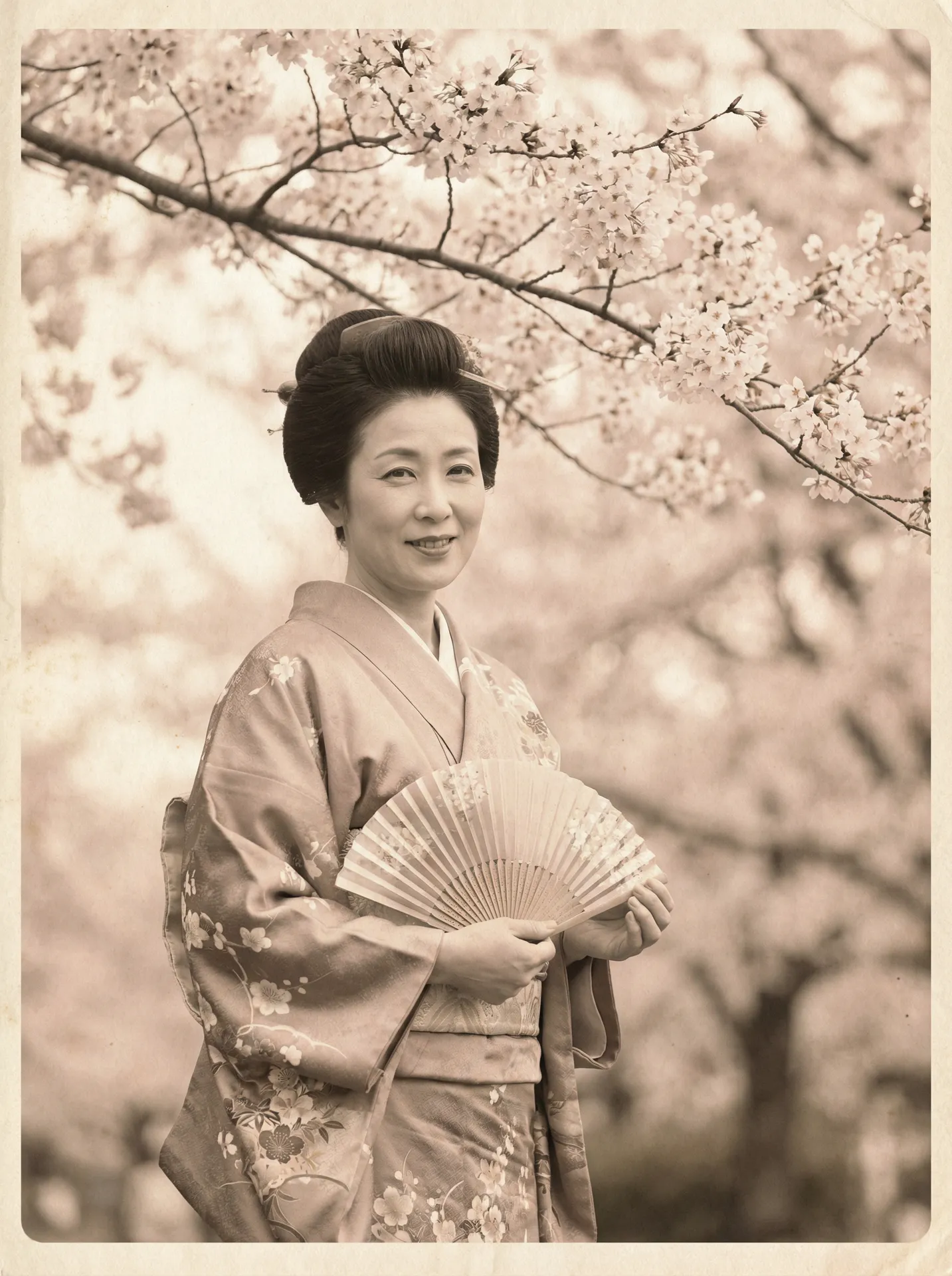 一位持扇的优雅 新金瓶龚玥菲完整版 在樱花树下的复古写真